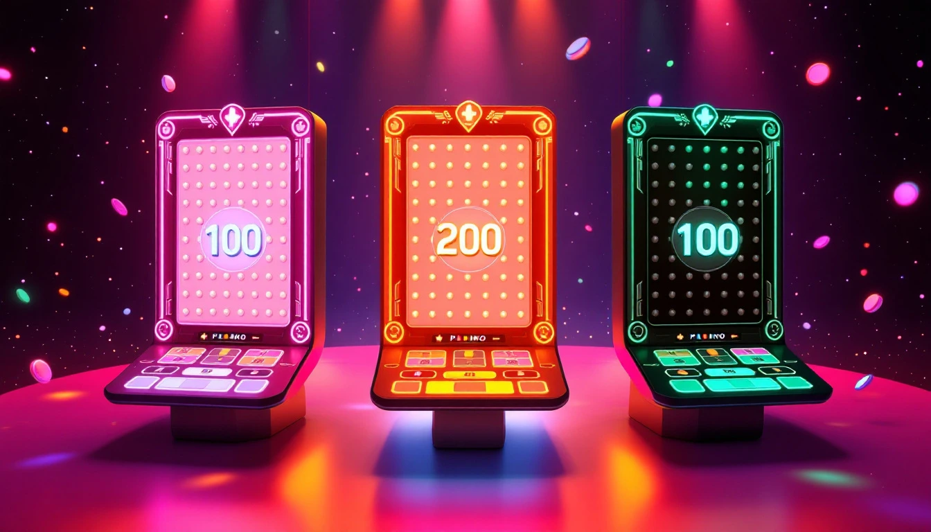 Enam layar permainan Plinko yang disusun dalam kisi-kisi yang menunjukkan gaya penyedia yang berbeda