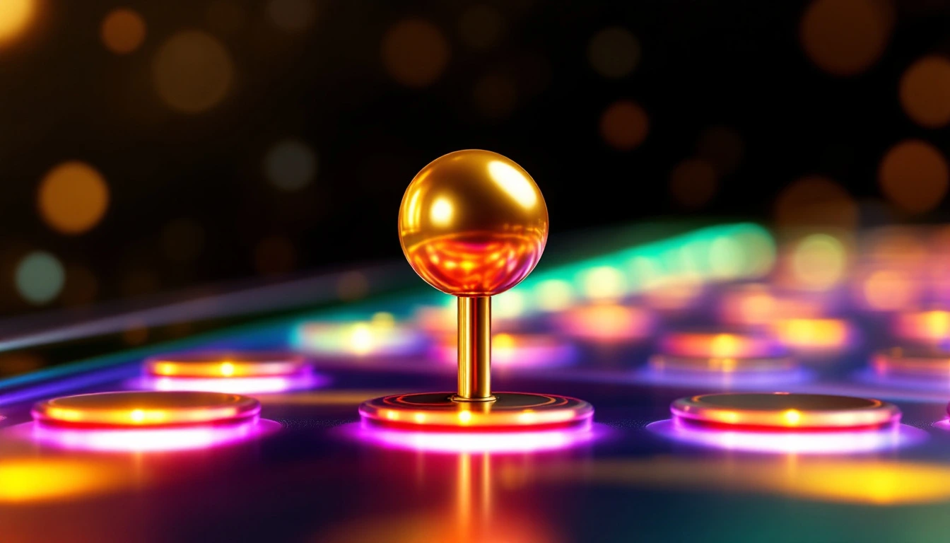 Papan Plinko yang bercahaya dengan satu chip yang jatuh melalui pasak menuju deretan slot pengganda